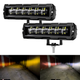 Додаткова світлодіодна LED лід міні/mini фара 60W на 6 лінз із чіткою СТГ білий + жовтий колір (2шт) - зображення 2