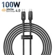 Кабель Type-C на Type-C з підсвіткою Baseus Unbreakable Aramid Series Fast Charging (2м, 100W, 5A). Black - зображення 1