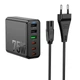 Мережевий зарядний пристрій 6 виходів на 75W HOCO Earl 6-port (3xType-C, 3xUSB, PD/QC). Black - зображення 1