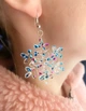 Серьги Снежинка с сине-розовыми блёстками - изображение 4