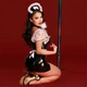Эротический костюм горничной JSY Caring Kim (платье, стринги, фартук, чепчик, метелка) L/XL Черно-белый - изображение 3