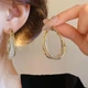 Овальные серьги с плетением EarHoop, 30х45 мм, золотистые - изображение 10