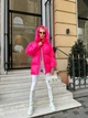Женская зимняя куртка с капюшоном малинового цвета 39427 One Size - изображение 5