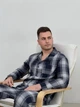 Мужская фланелевая пижама COSY с рубашкой на пуговицах XL в сине-серую клетку (P-F106P) - изображение 6