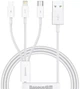 Кабель Baseus Superior Series Fast Charging 3-in-1 Cable USB to MicroUSB+Lightning+Type-C 3.5A 0.5m P10320105221-01 White - зображення 1