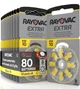 Батарейка Rayovac Extra ZA10 (PR70) -80 штук, для слуховых аппаратов - изображение 1