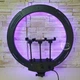 Профессиональная кольцевая RGB LED лампа Soft Ring Light MJ18 для селфи 45см с держателем на 3 телефона -SML-3. - изображение 7