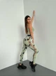 Спортивные женские леггинсы Marble Tie Dye с вырезами по бокам и эффектом пуш-ап Мраморные Тай-дай Бесшовные XS-S Зеленые (5042S) - изображение 2