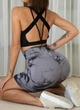 Женские спортивные шорты Marble для фитнеса и йоги с пуш-ап Мраморные Бесшовные Тай-дай М Серые с черным (4910М) - изображение 5