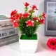 Цветочная композиция из искусственных цветов в кашпо для декора, Ярко-красный с зеленым - изображение 3