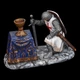 Статуэтка крашеная Рыцарь, молящийся у чаши Грааля (белый) 6,5 см из металла и олова, коллекционная, антиквариат, подарок коллекционеру - изображение 2