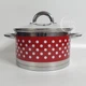 Каструля 6.1 л German Family кругла з нержавіючої сталі, універсальна нержавіюча каструля з термостійкою скляною кришкою та товстим дном для газової, електричної та індукційної плити Червона в горошок GF-2033 - зображення 4
