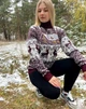 Женский новогодний свитер с оленями "House" Бордовый, под шею, размер M - изображение 3