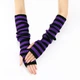 Митенки в рубчик за локоть полосатые черно-фиолетовые 50 см One Size - изображение 2