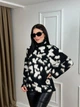 Жіночий светр oversize з леопардовим принтом ONE SIZE чорний (2394) - изображение 3