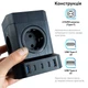 Универсальный сетевой удлинитель RZTK GaN Hub Wireless 65W + 3 USB-A (QC 3.0) + USB-С (PD20W) Black 2 м - изображение 4