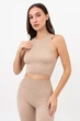 Безшовний топ в рубчик на широких бретелях Giulia HALTER TOP RIB L/XL Beige-naturale - зображення 1
