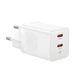 Мережевий зарядний пристрій Type-C+Type-C з швидкою зарядкою GaN5 Fast Charger Pro 40W блок живлення White, Baseus (CCGP180102) - зображення 2