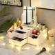 Большой DIY Органайзер для косметики и инструментов для макияжа с прямоугольным зеркалом на 5 секций, с выдвижными ящиками, 40х20х38 см, белый (COSM402038WH) - изображение 2