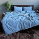 Постельное белье Washed Cotton Евро 200 x 215 Вареный хлопок Голубое 50 х 70 - изображение 1