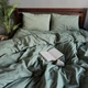 Постельное белье Washed Cotton Однотонная Полутораспальное 150 x 220 Вареный хлопок Оливковое 70 х 70 - изображение 4
