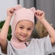 Дитяча шапка трикотажна шолом ОГ 46-52 см рожевий однотонний з вушками на осінь на дівчинку 1-6 років Talvi БЛИС - зображення 1
