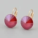 Сережки з кристалами Swarovski 83024 розмір 21х14 мм колір червоний опал вага 4.9 г позолота 18К - зображення 1