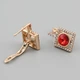 Сережки з кристалами Swarovski 83128 розмір 15х10 мм колір червоний вага 3.6 г позолота 18К - зображення 2
