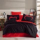 Євро комплект постільної білизни HOBBY Exclusive Sateen AMORE чорний 200*220/4*50*70 - зображення 1