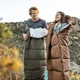 Туристичний спальний мішок бавовна +1 / -2 / -13 °C з капюшоном Naturehike U350 Темно-зелений Лівий - зображення 11
