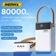 Зовнішній акумулятор повербанк power bank Remax RPP-566 80000mAh 5A 20W PD USB/Type-C Кабелі Ліхтарик Чорний - зображення 4
