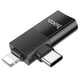Адаптер HOCO UA17 iP male/Type-C male to USB female two-in-one adapter Black (6942007602303) - изображение 3