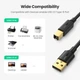 Кабель для принтера UGREEN US135 USB 2.0 AM to BM Print Cable 1m Black - изображение 4