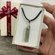 Кулон с натуральным камнем Лабрадорит прямоугольной формы на шнурке экошелк черный упакован в коробочку (16121) - изображение 3