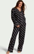 Піжама фланель Victoria's Secret Flannel Long Pajama Set (сорочка+штани) S Чорна Рожеве лого - зображення 1