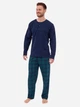 Піжама (кофта + штани) чоловіча бавовняна Cornette Mens sleepwear Owen 458-266 B24 M Синій/Темно-зелений (2000985291859) - зображення 1