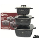 Набір каструль Higher Kitchen HK-302 2.7 л 4.5 л 6.7 л чорний - изображение 2