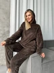 Жіночий костюм для дому із махри (світшот+штани) Uaclothes 46-48 Коричневий (like29909-101171350) - изображение 3
