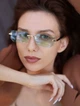 Солнцезащитные очки No Brand унисекс без оправы Trend зеленые с золотом - изображение 2