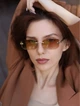 Солнцезащитные очки No Brand унисекс без оправы Trend коричневые с золотом - изображение 2