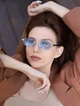 Солнцезащитные очки No Brand унисекс без оправы Trend голубые с золотом - изображение 3