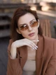 Солнцезащитные очки No Brand унисекс без оправы Trend коричневые с золотом - изображение 4