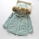Детская зимняя куртка-парка арт 7292 122-128 см Мятный - изображение 3