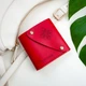 Именной мини кошелек с гравировкой на заказ, Red, Malina Leather - изображение 1