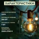Ретро гирлянда уличная 10 LED лампочек 5 метров желтая A60Y - изображение 2