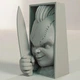 Ексклюзивний обмежувач для книг у стилі Чакі (Chucky). Декоративна статуетка для книг з маскою героя. Декор для книжкових полиць (білий ) (Aivory) - изображение 6