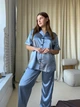Піжама шовк штани та сорочка plus size 5XL Сіра - зображення 1
