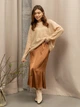 Юбка женская из шелка Армани годе с резинкой и молнией Seventeen L-XL Коричневый 2167.5672 - изображение 2