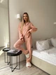 Пижама из муслина XL Персиковая в белые сердца - изображение 7