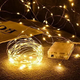 Новогодняя светодиодная гирлянда нить Роса 200 LED 20 метров Теплый белый на батарейках 3АА - изображение 3